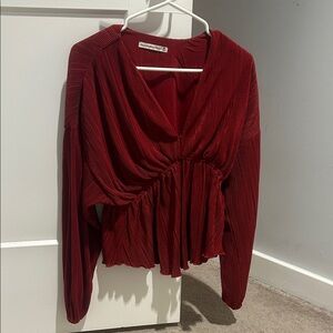 Abercrombie & Fitch Deep Red Pleated Blouse